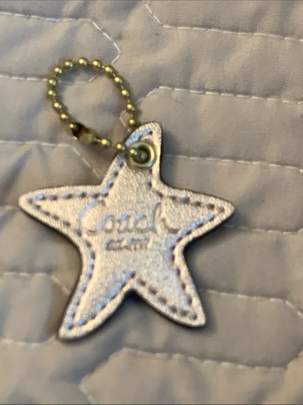 Coach Shimmery Baby pink Star Key Charm with Gold Ball Chain